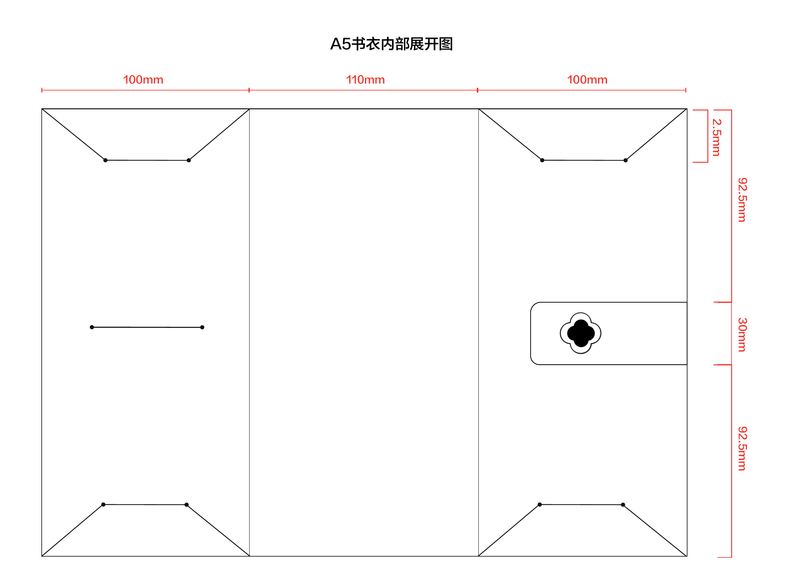 A5 书衣内部展开与结构尺寸